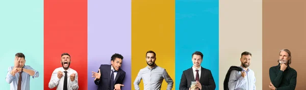 Set Oameni Afaceri Diferiți Fundal Colorat — Fotografie, imagine de stoc