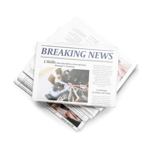 Different Newspapers Isolated White Background — Stock Photo, Image