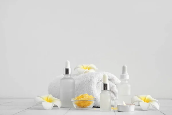 Set of spa supplies on table