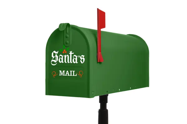 Kerstman Mailbox Witte Achtergrond — Stockfoto
