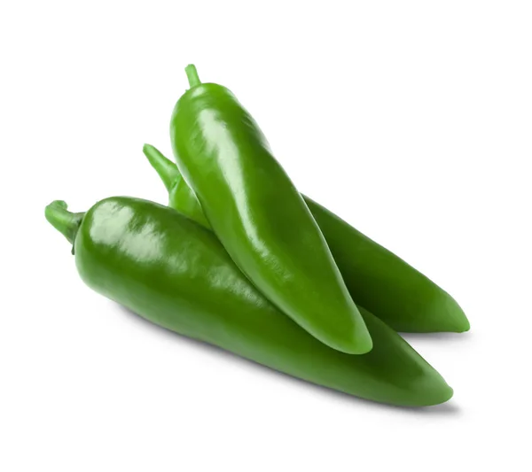 Green Chili Peppers White Background — Stock Photo, Image