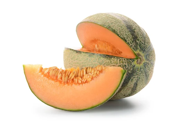 Tasty Ripe Melon White Background — Stock Photo, Image