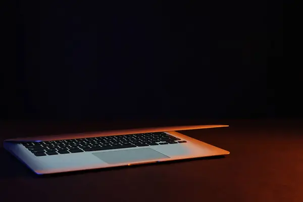 Modern Laptop Black Background — Stock Photo, Image