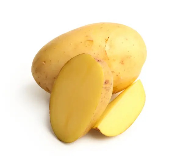 Rauwe Aardappelen Geïsoleerd Witte Achtergrond — Stockfoto