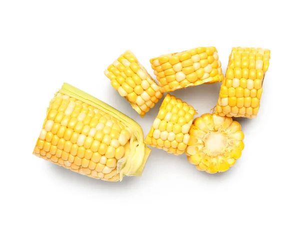 Cut Fresh Corn Cob White Background — Stock Photo, Image