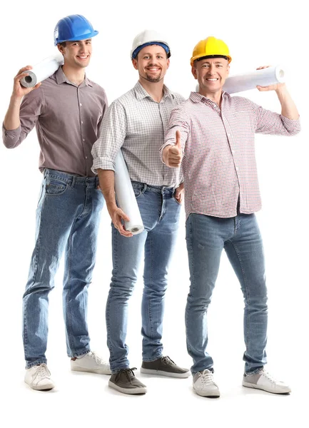 Team Male Builders Wallpapers White Background — Stock Photo, Image