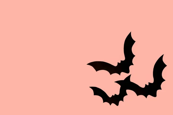 Morcegos Papel Para Festa Halloween Fundo Rosa — Fotografia de Stock