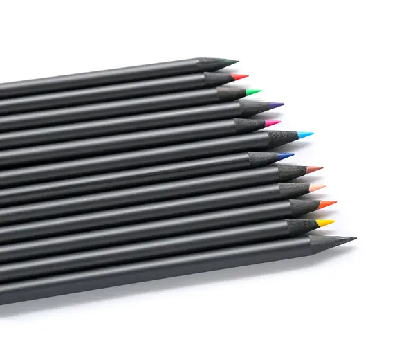 Muitos Lápis Coloridos Isolados Fundo Branco — Fotografia de Stock