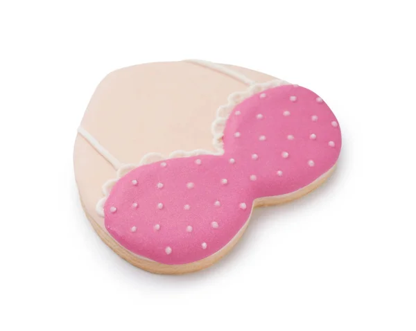 Cookie Avec Soutien Gorge Sur Fond Blanc Concept Sensibilisation Cancer — Photo