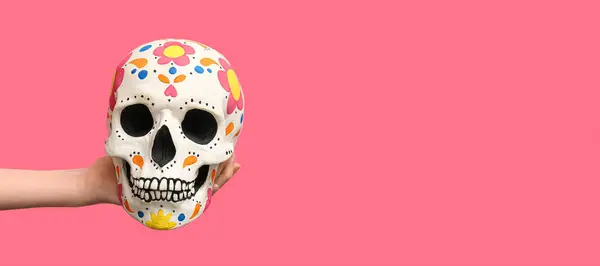 Cráneo Pintado Mano Para Día Los Muertos México Día Muertos — Foto de Stock