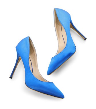 Beyaz arkaplanda zarif mavi topuklar