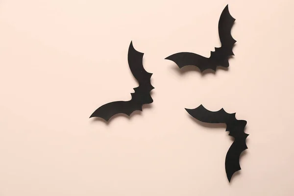Papieren Vleermuizen Voor Halloween Feest Lichte Achtergrond — Stockfoto