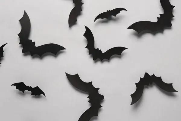 Paper Bats Halloween Party Grey Background — Stock Photo, Image