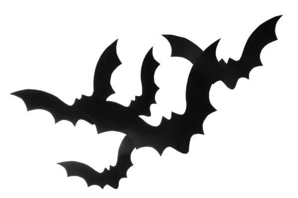 Papieren Vleermuizen Voor Halloween Feest Witte Achtergrond — Stockfoto