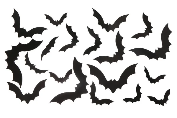 Papierfledermäuse Für Die Halloween Party Auf Weißem Hintergrund — Stockfoto