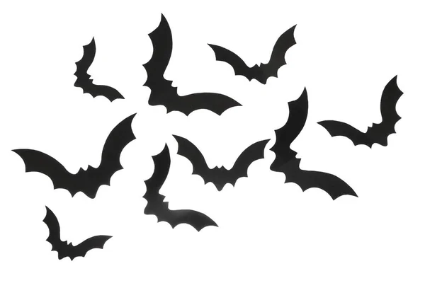 白色背景的万圣节派对纸制蝙蝠 — 图库照片