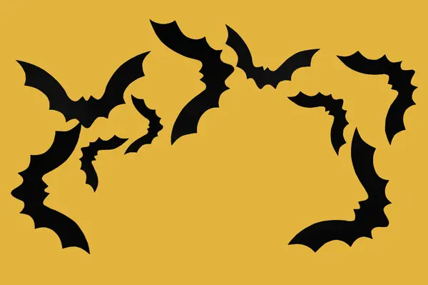 Morcegos Papel Para Festa Halloween Fundo Amarelo — Fotografia de Stock
