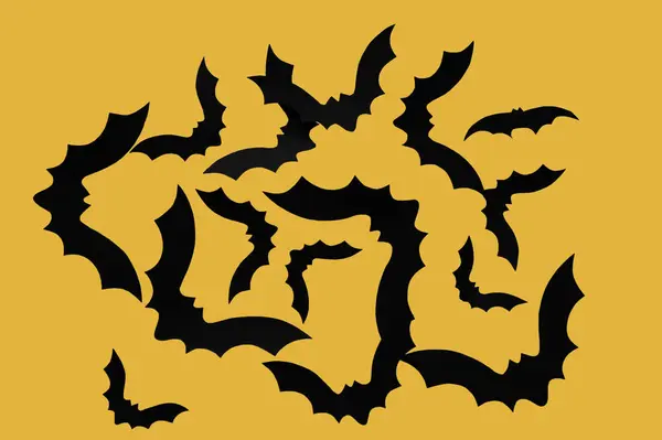 Χάρτινες Νυχτερίδες Για Αποκριάτικο Πάρτι Κίτρινο Φόντο — Φωτογραφία Αρχείου