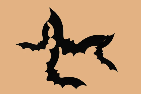 Pipistrelli Carta Festa Halloween Sfondo Beige — Foto Stock