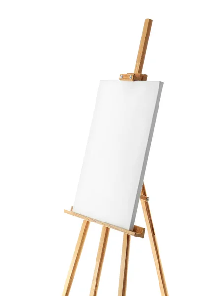 Wooden Easel Blank Canvas Isolated White Background — Stock Photo, Image