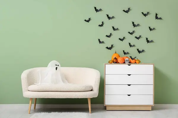 Interior Living Room Decorated Halloween Sofa Drawers — Stock Photo, Image