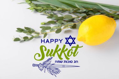 Yahudi Sukkot festivali için tebrik kartı. 