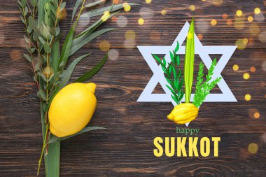 Yahudi Sukkot festivali için tebrik kartı. 