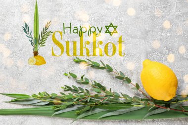 Yahudi Sukkot festivali için tebrik kartı. 