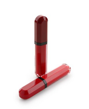 Beyaz arkaplanda farklı kırmızı rujlar