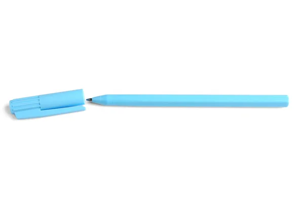 Blauwe Pen Witte Achtergrond — Stockfoto