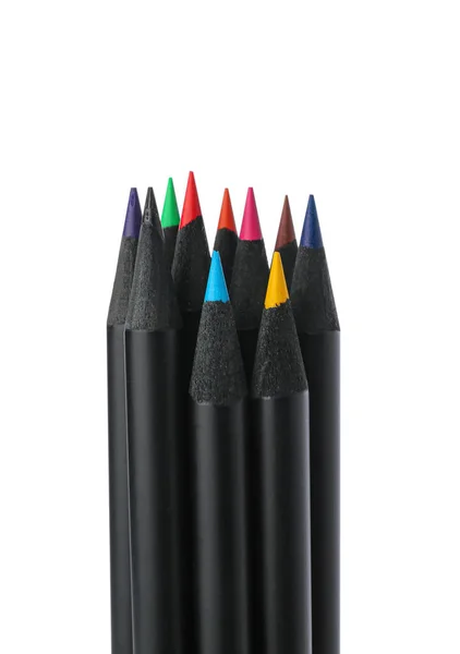 Beyaz Arka Plan Üzerinde Izole Birçok Renkli Kalemler — Stok fotoğraf
