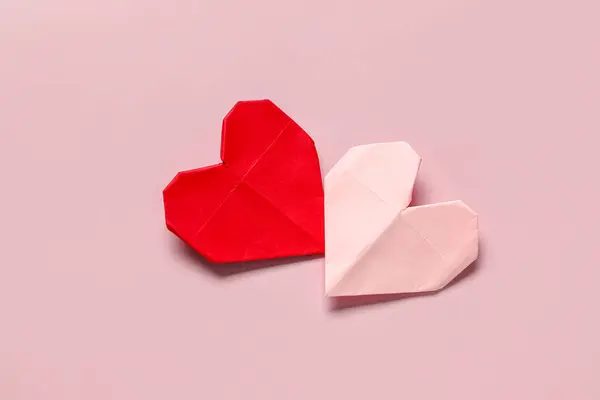 Beautiful Hearts Made Paper Pink Background National Sweetest Day — Stock Photo, Image
