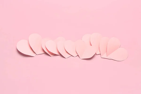 Прекрасні Серця Паперу Рожевому Тлі Національний Найсолодший День — стокове фото