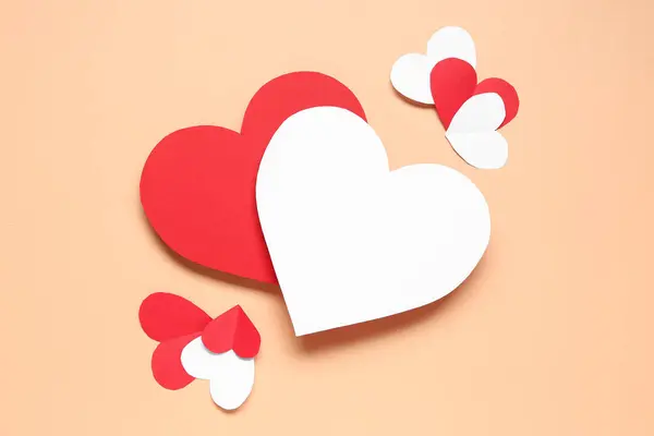 Beautiful Hearts Made Paper Orange Background National Sweetest Day — Stock Photo, Image
