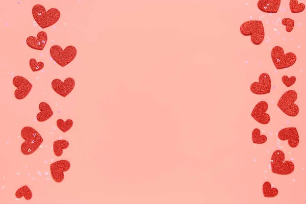 Schöne Herzen Aus Papier Auf Rosa Hintergrund Nationaler Süßester Tag — Stockfoto