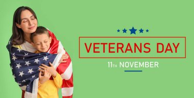 Gaziler Günü bayrağı Kadın, erkek ve Amerikan bayrağı