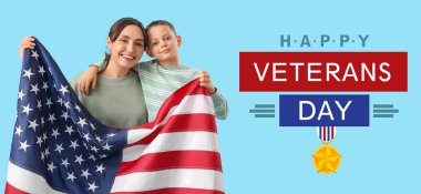 Gaziler Günü bayrağı Kadın, erkek ve Amerikan bayrağı