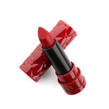 parlak kırmızı ruj beyaz zemin üzerine