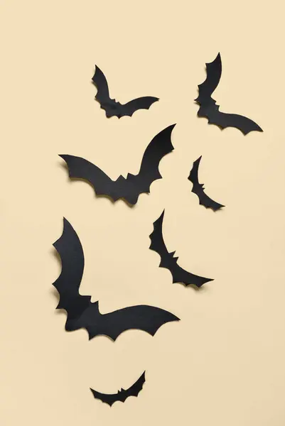 Pipistrelli Carta Festa Halloween Sfondo Giallo — Foto Stock