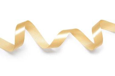 Beyaz arka plan üzerinde izole Altın Saten şerit