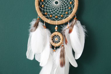 Yeşil duvarda asılı düş kapanı, yakın plan