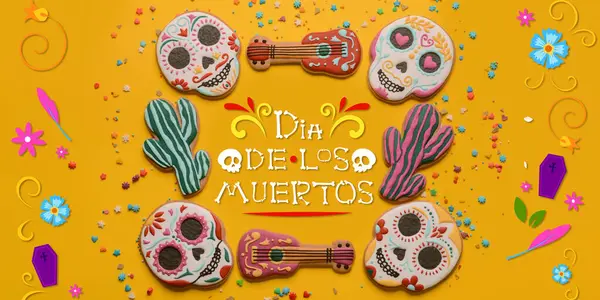 쿠키를 사용한 무르토스 죽음의 멕시코 인사말 — 스톡 사진