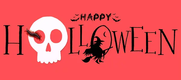 Tekst Happy Halloween Rode Achtergrond — Stockfoto