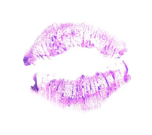 Lilac Rtěnka Polibek Značka Bílém Pozadí — Stock fotografie