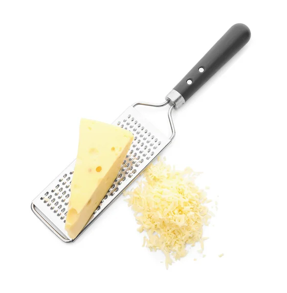 Tasty Swiss Cheese Grater Isolated White Background — Stock Photo, Image