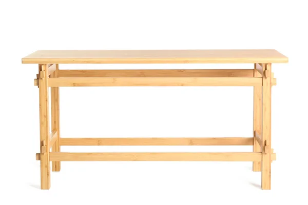白い背景の長方形の単純な木のテーブル — ストック写真