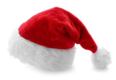 Beyaz arka plan üzerinde Santa şapka