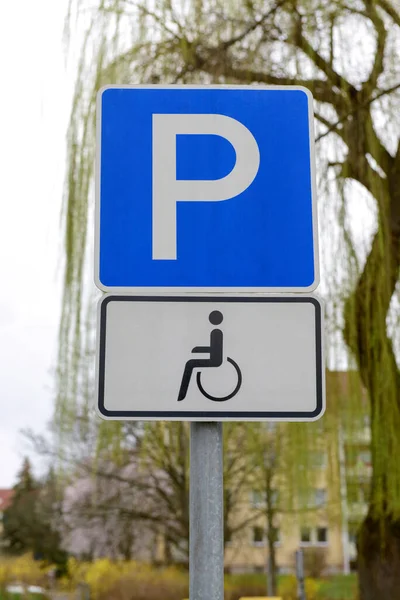 Disabled Parking Signs City Closeup — Stock Photo, Image