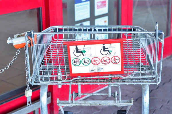 Shopping Cart People Disabilities Market Closeup — Stock Photo, Image