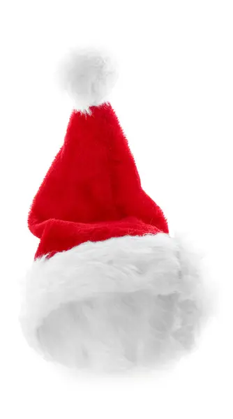 Beyaz Arka Plan Üzerinde Santa Şapka — Stok fotoğraf